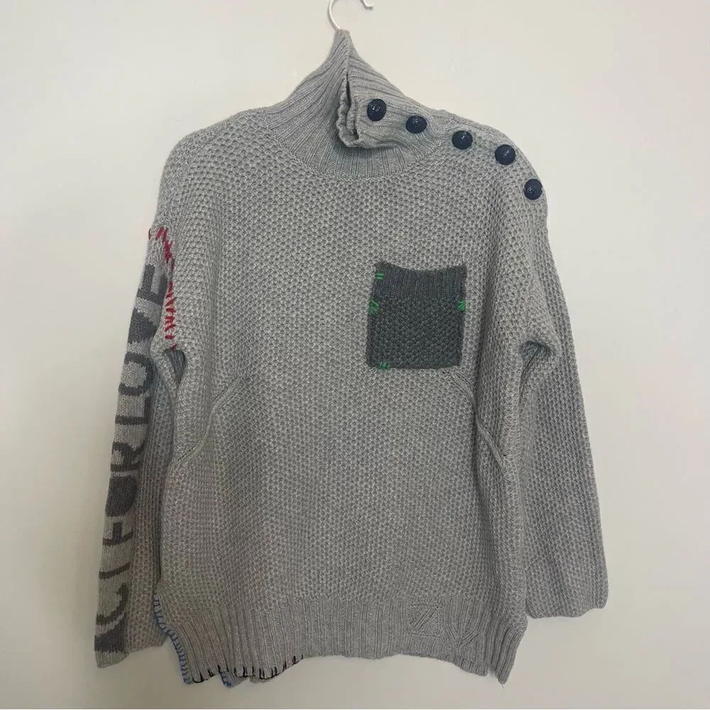 $998 Zadig & Voltaire Alma Pocket Cashmere Sweater Jumper Pullover NWT FLAWED - Picture 9 of 16
